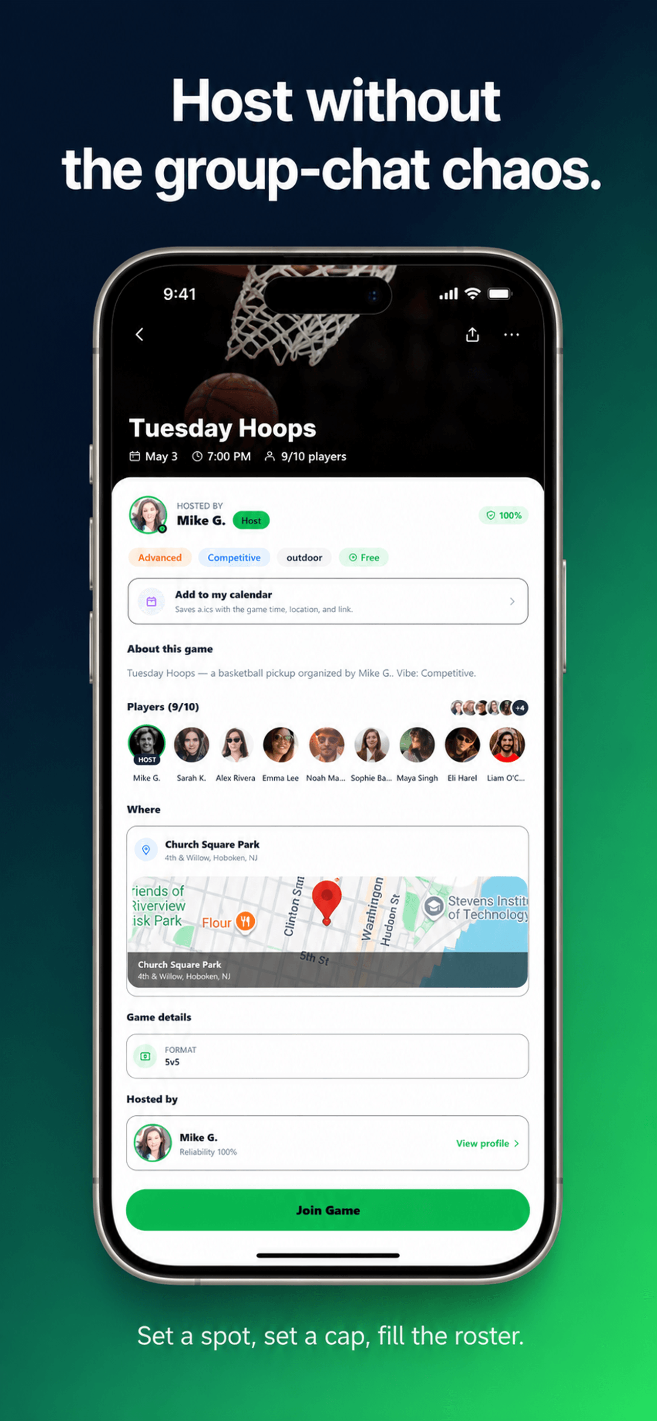 HexZen game detail screen showing location, players and join button