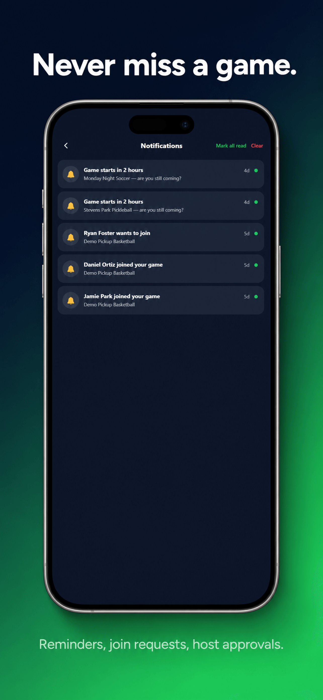 HexZen notifications screen